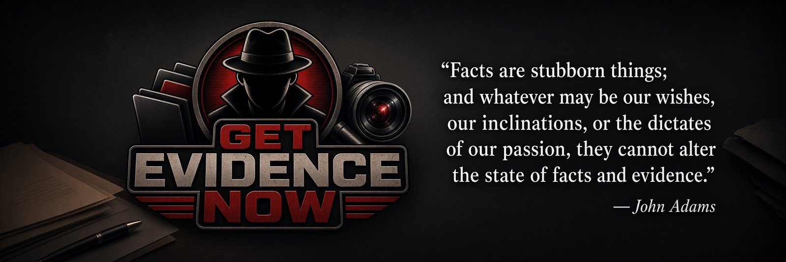 Get Evidence Now — “Facts are stubborn things… they cannot alter the state of facts and evidence.” — John Adams